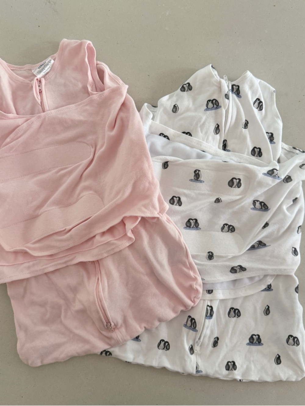Two Halo Pink & White Penguin Print Sleep Sacks